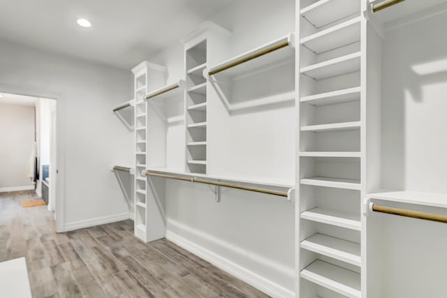 spacious closet with light wood-type flooring