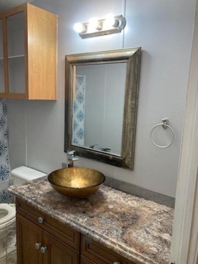 bathroom featuring vanity and toilet