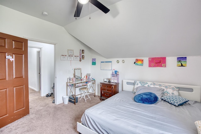 1062 Bassett St, Orange, TX 77632 - bedroom with lofted ceiling, carpet flooring, baseboards, and a ceiling fan