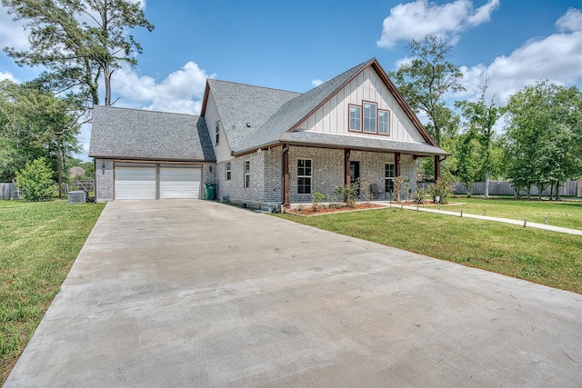1062 Bassett St, Orange, TX 77632 - view of front of property featuring covered porch, brick siding, concrete driveway, and a shingled roof