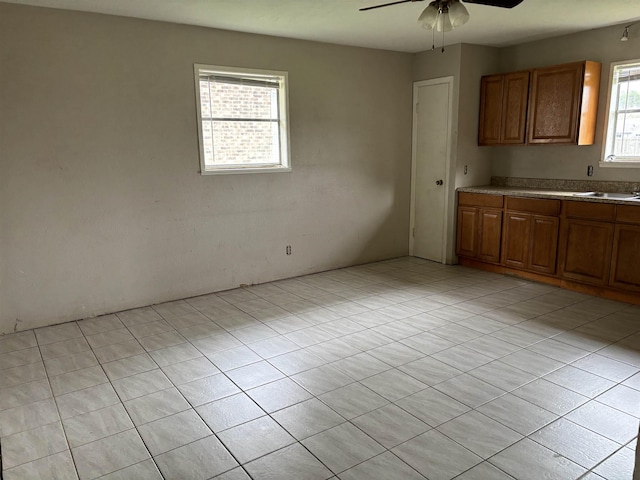 kitchen with ceiling fan