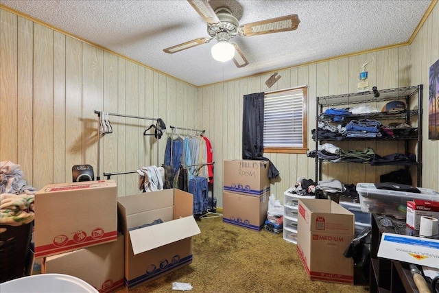 storage featuring a ceiling fan