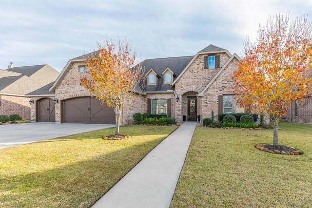 view of front facade featuring a garage and a front yard