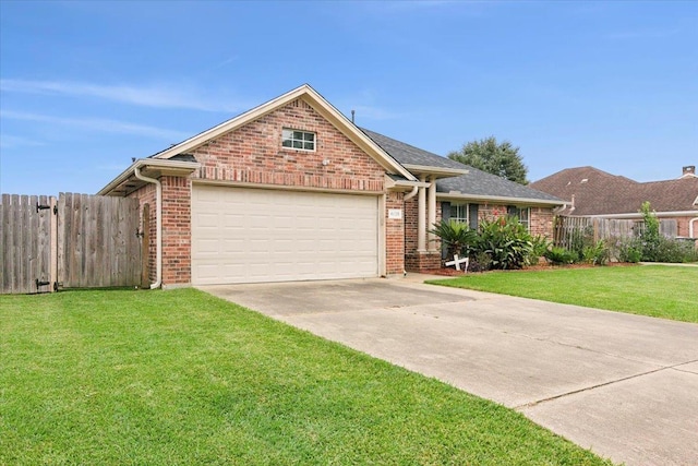 view of front of home with a garage and a front yard