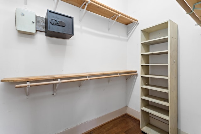 walk in closet featuring hardwood / wood-style flooring