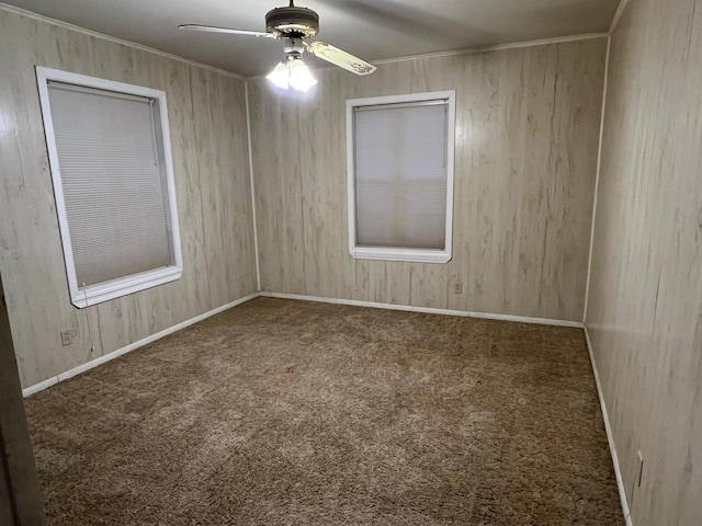 carpeted empty room with ceiling fan