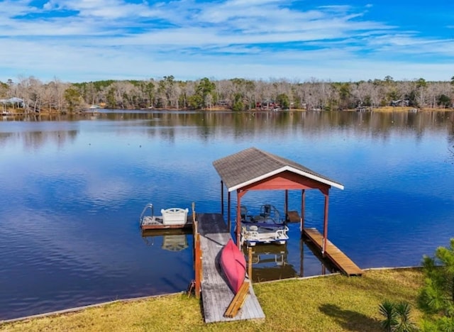 view of dock featuring a water view