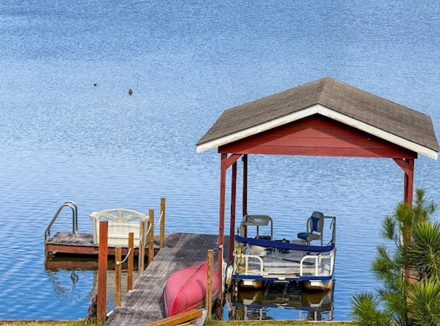 view of dock featuring a water view