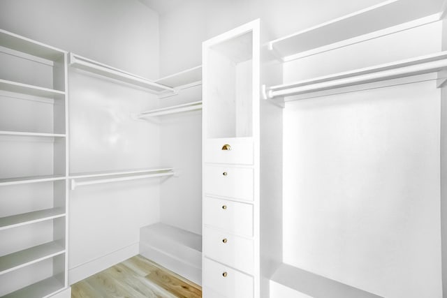 walk in closet featuring light hardwood / wood-style flooring