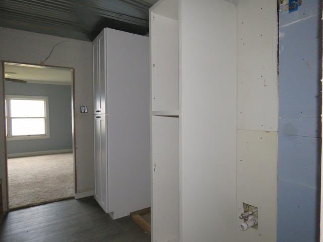 hallway featuring dark hardwood / wood-style flooring