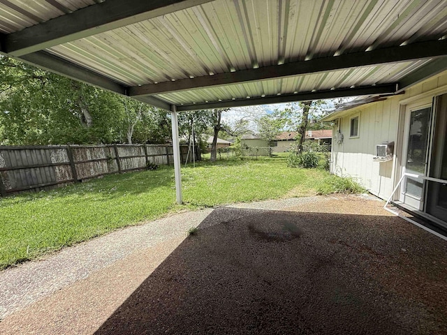 view of yard featuring a patio area and a fenced backyard