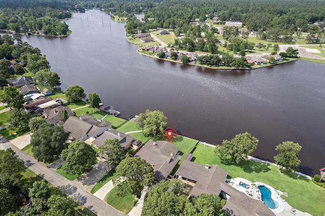 134 Hornbeam, Village Mills, TX 77663 - aerial perspective of suburban area with a nearby body of water