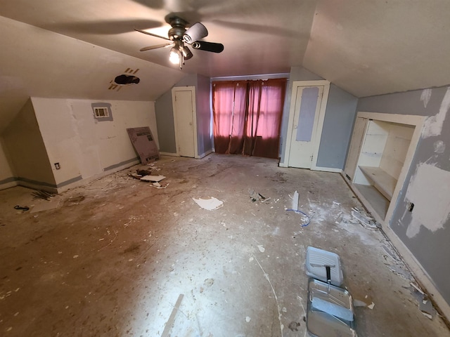 additional living space with ceiling fan and lofted ceiling