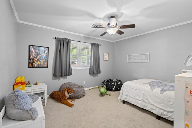2040 Chevy Chase Ln, Beaumont, TX 77706 - carpeted bedroom featuring crown molding and ceiling fan