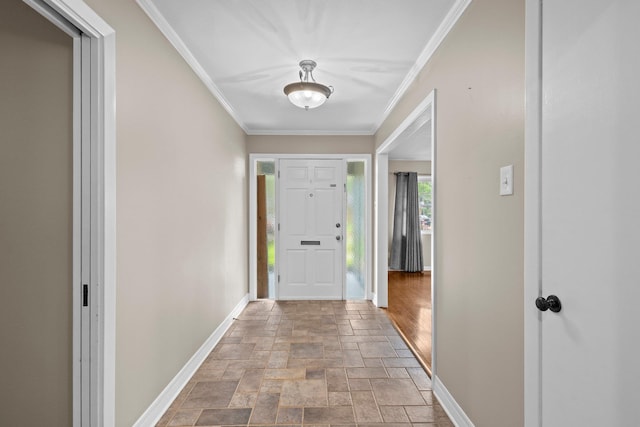 2040 Chevy Chase Ln, Beaumont, TX 77706 - entryway featuring stone tile floors, baseboards, and crown molding