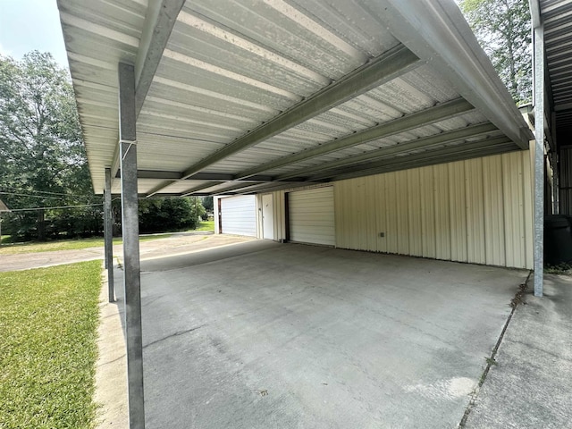 view of garage