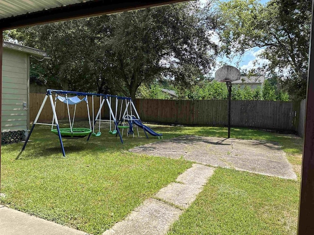 view of yard with a playground