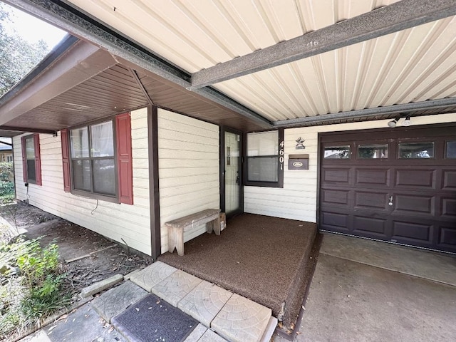 exterior space featuring a garage