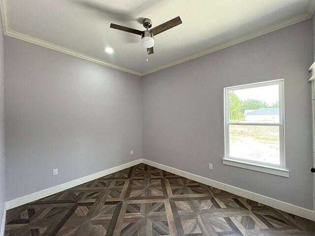 10675 Vinson St, Beaumont, TX 77713 - unfurnished room featuring baseboards, ceiling fan, and crown molding