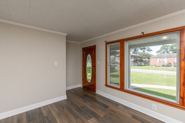 3012 Berry Ave, Groves, TX 77619 - foyer with dark wood finished floors and crown molding