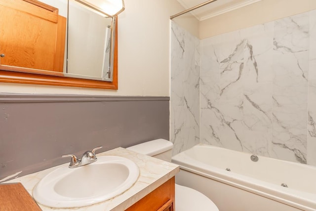3012 Berry Ave, Groves, TX 77619 - bathroom featuring vanity, crown molding, and bathing tub / shower combination