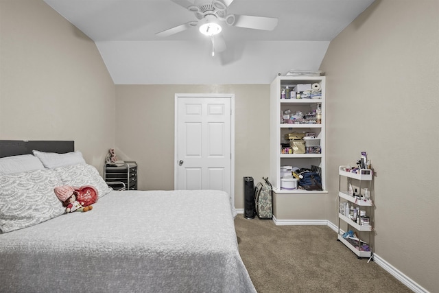 10393 Duncan Rd, Beaumont, TX 77713 - carpeted bedroom with vaulted ceiling and a ceiling fan