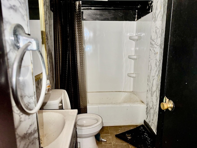 733 Phyllis Ave, Port Arthur, TX 77640 - full bath with tile patterned floors, toilet, shower / bath combo, and vanity
