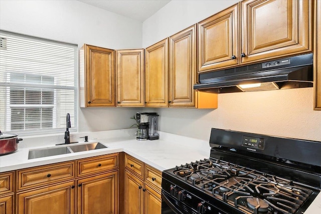 kitchen featuring black range with gas stovetop and sink