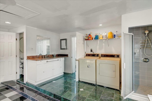 laundry area with independent washer and dryer