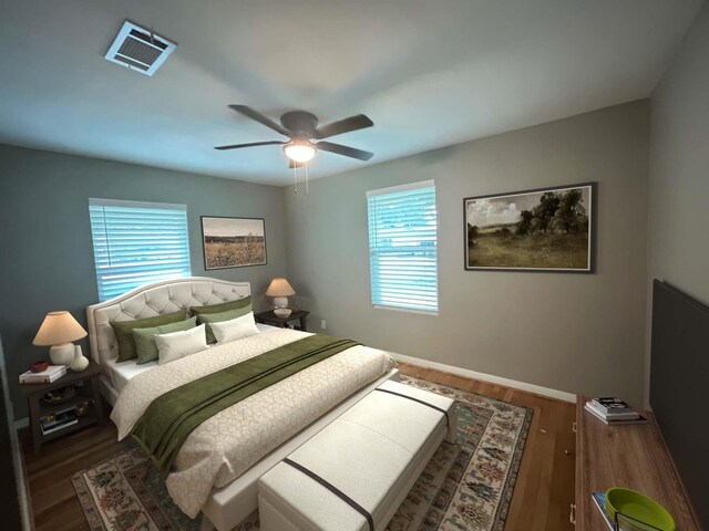 empty room with ceiling fan and wood-type flooring