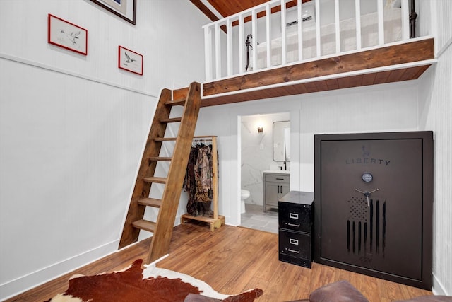 foyer entrance with hardwood / wood-style floors