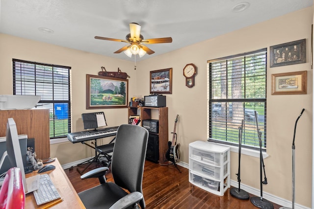 103 Read St, Silsbee, TX 77656 - office with baseboards, a ceiling fan, and a healthy amount of sunlight