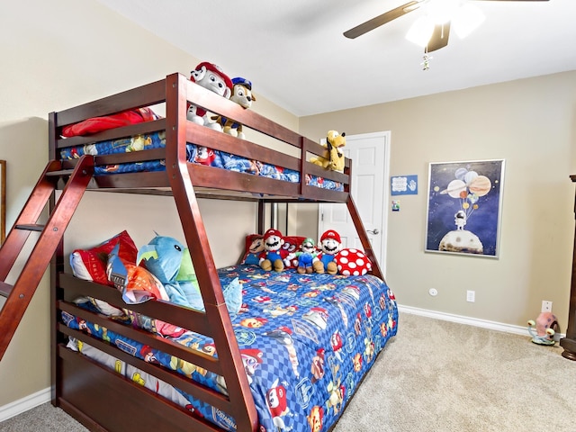 bedroom with carpet and ceiling fan