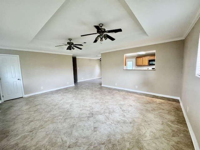 414 David St, Bridge City, TX 77611 - spare room with ornamental molding, a ceiling fan, and baseboards