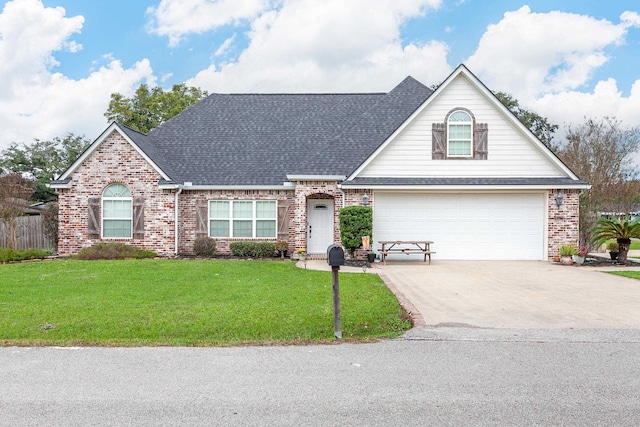 front of property featuring a garage and a front yard