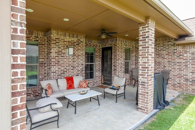 3570 Mystic Ln, Beaumont, TX 77713 - view of patio featuring ceiling fan and an outdoor hangout area