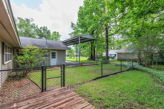 view of yard featuring a gate and a fenced backyard