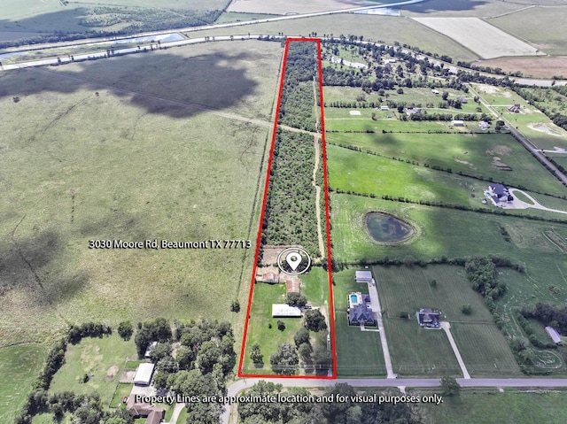 3030 Moore Rd, Beaumont, TX 77713 - view of rural area with property parcel outlined