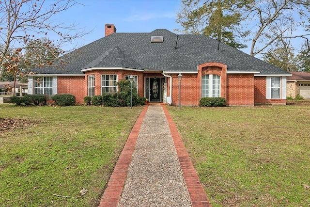 view of front of home with a front yard