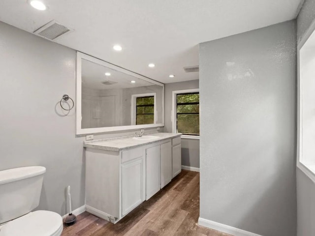 19995 S Fm 92, Fred, TX 77616 - bathroom featuring vanity, wood finished floors, and recessed lighting