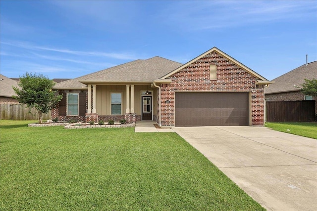 4406 Sequoia, Orange, TX 77630 - ranch-style home with a garage, board and batten siding, brick siding, concrete driveway, and a shingled roof
