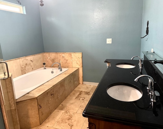 6748 Jefferson Blvd, Groves, TX 77619 - full bathroom with a bath and double vanity
