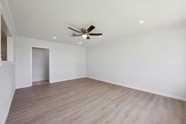 1336 Beagle Rd, Orange, TX 77632 - unfurnished room with a ceiling fan, ornamental molding, wood finished floors, and recessed lighting