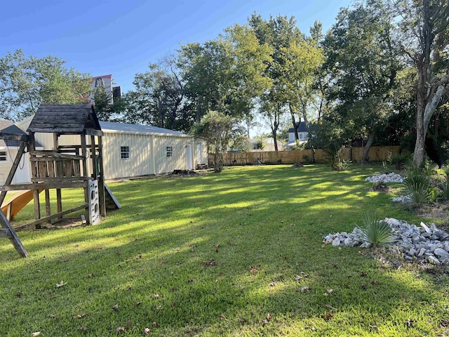 view of yard featuring a playground