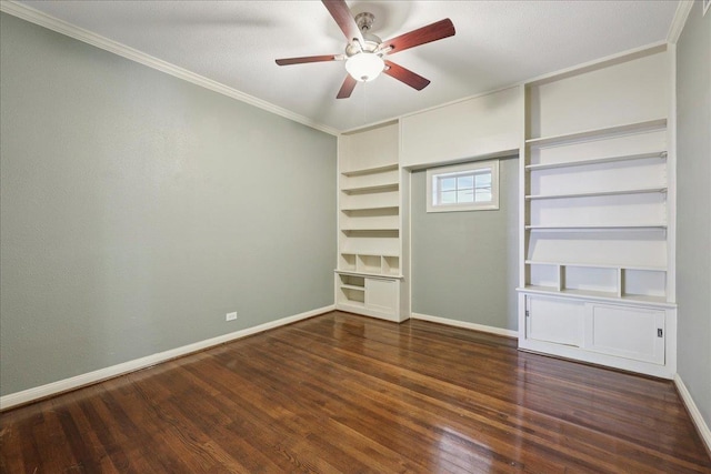 145 Manor St, Beaumont, TX 77706 - unfurnished bedroom featuring wood finished floors, ornamental molding, and a ceiling fan