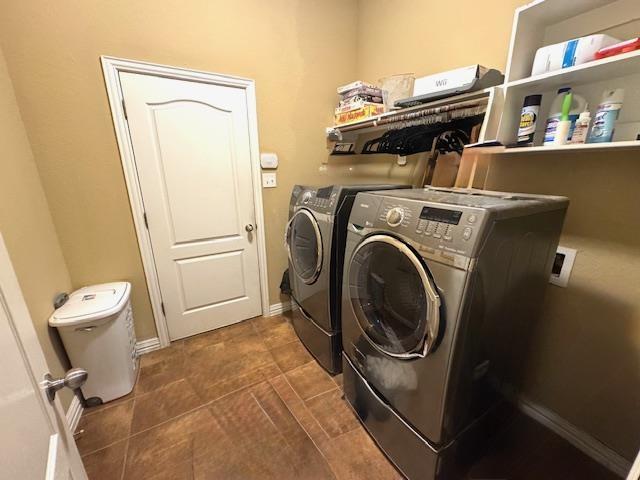 9265 N Sage, Beaumont, TX 77713 - laundry room featuring separate washer and dryer and tile patterned flooring