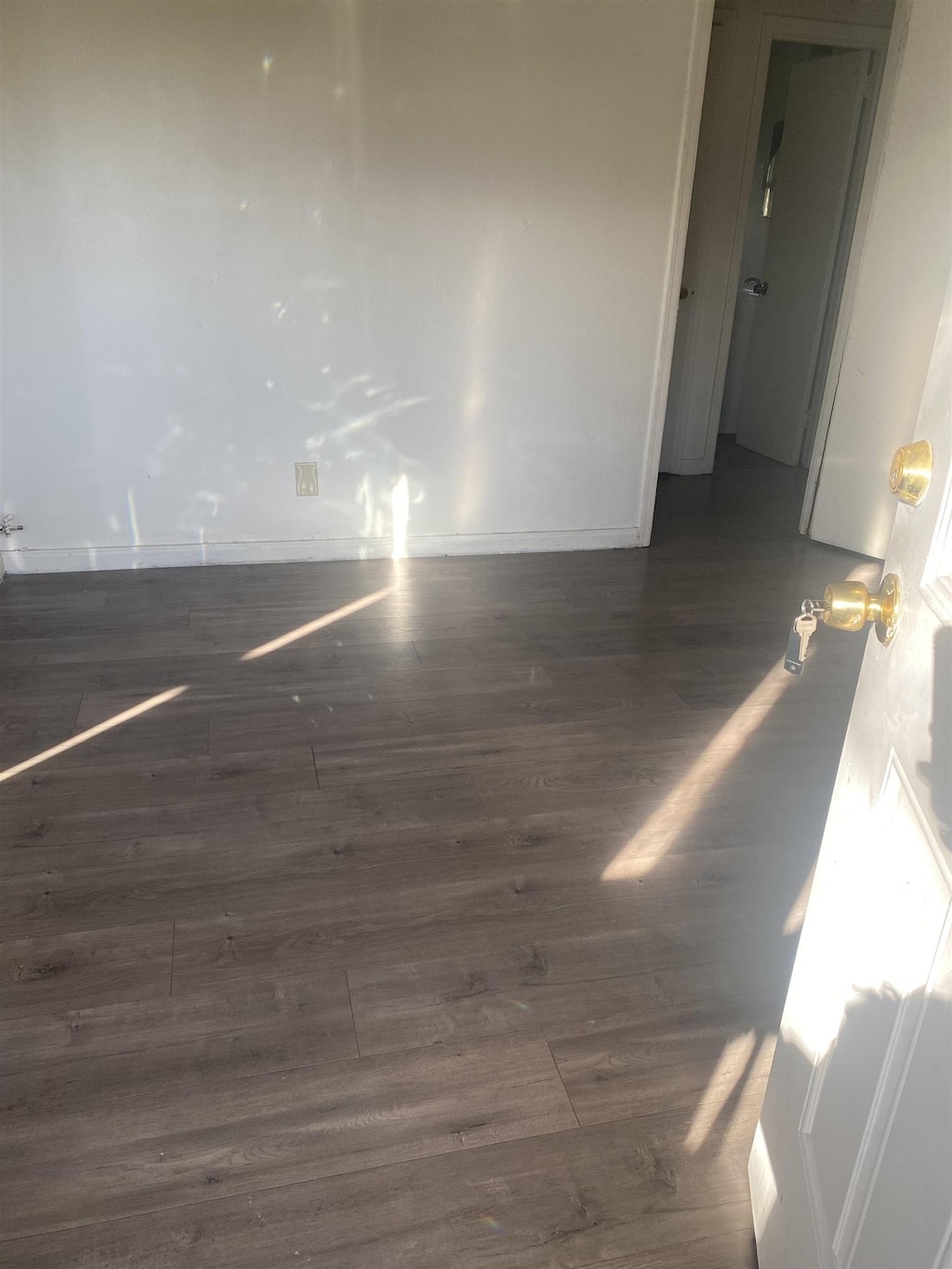 unfurnished room featuring dark hardwood / wood-style floors