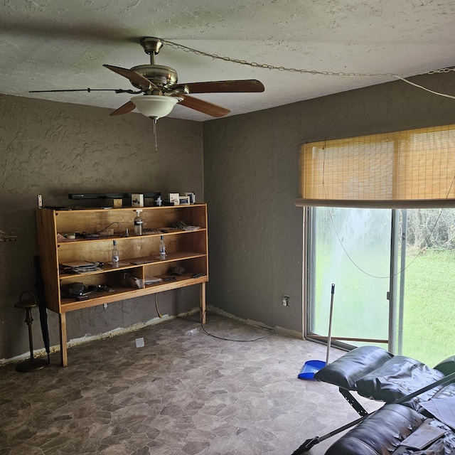 bedroom featuring ceiling fan