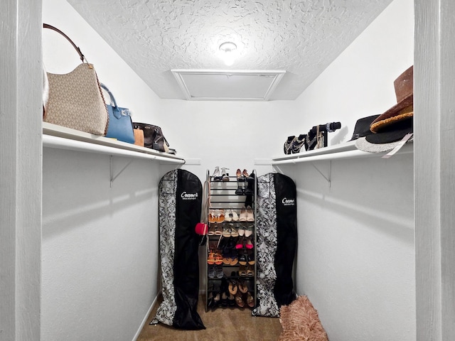 1940 Sams Way, Beaumont, TX 77706 - walk in closet featuring attic access and carpet flooring