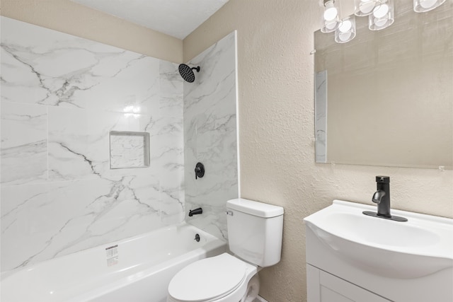 full bathroom featuring vanity, toilet, and tiled shower / bath combo